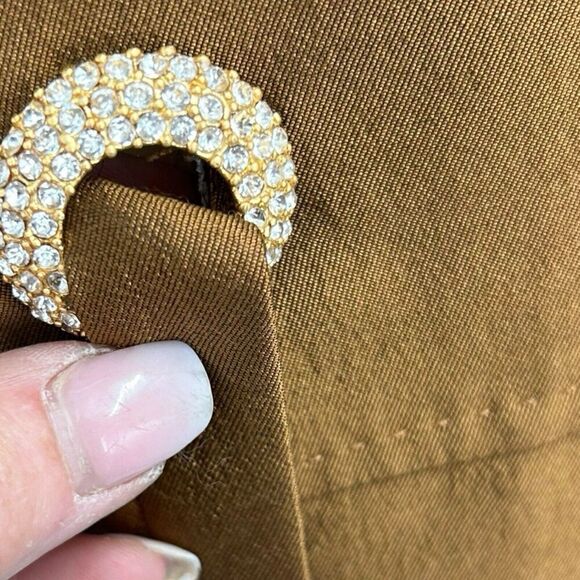 Anne Klein Duster Coat Bronze Tie Closure Women's Silk Wool Size 2 Petite - Picture 8 of 16